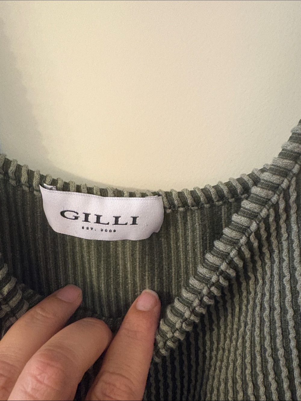 Gilli Olive Ribbed Scoop Neck Bodysuit - Picture 2 of 3